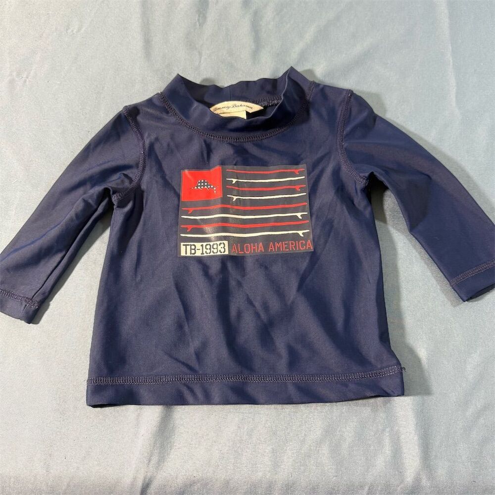 Tommy Bahama Infant  Long Sleeve Swim Shirt 3-6M Aloha America Blue
